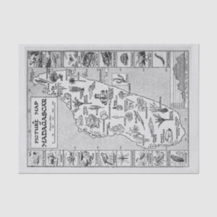 Antique Picture Map of Madagascar Tropical Island Tissue Paper