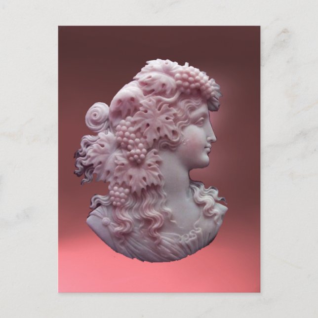 ANTIQUE PINK CAMEO, LADY WITH GRAPES POSTCARD (Front)