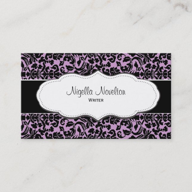 Antique Pink Damask Business Cards (Front)