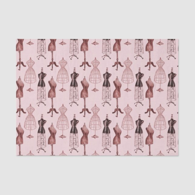 Antique Pink Dress Forms Tissue Paper (Front)