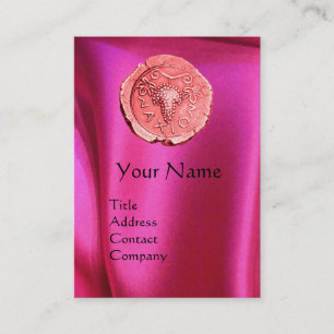 ANTIQUE PINK GRAPES ,FUCHSIA SILK CLOTH BUSINESS CARD
