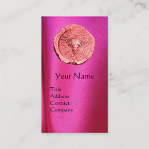 ANTIQUE PINK GRAPES ,FUCHSIA SILK CLOTH BUSINESS CARD