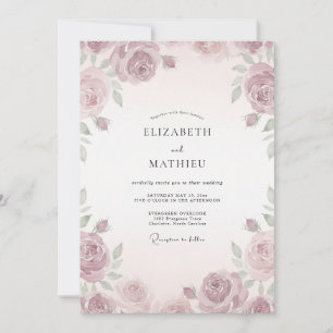Antique Pink Petal Wedding Invitation