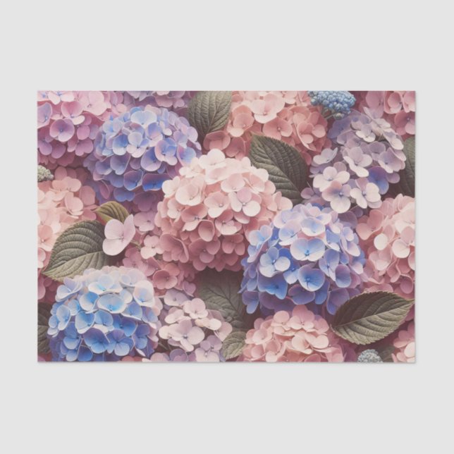Antique Pink Purple Hydrangea Decoupage Tissue Paper (Front)