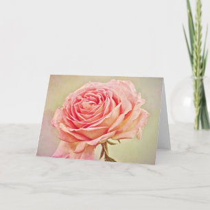 Antique Pink Rose Art Note Card