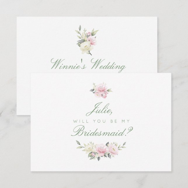 Antique Pink Rose Bridesmaid Card (Front/Back)