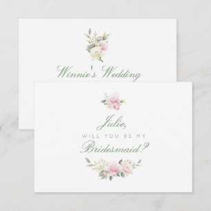 Antique Pink Rose Bridesmaid Card