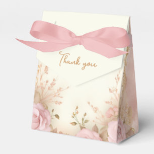 Antique Pink Roses Thank You Favour Box