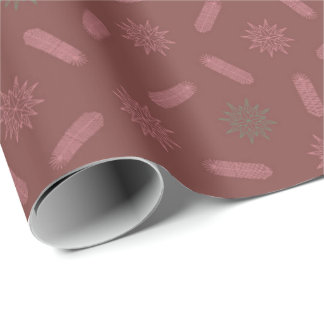 Antique Pink Stars and Tree Brunches Wrapping Paper