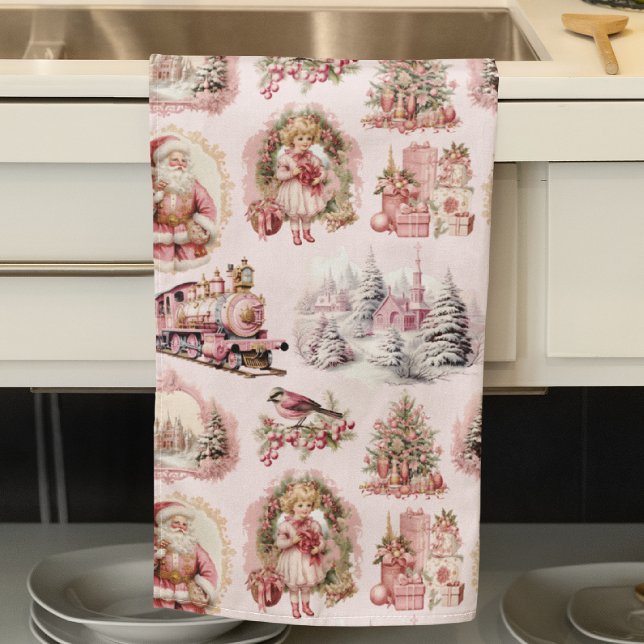 Antique Pink Victorian Christmas Kitchen Towel (Creator Uploaded)