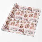 Antique Pink Victorian Christmas Wrapping Paper