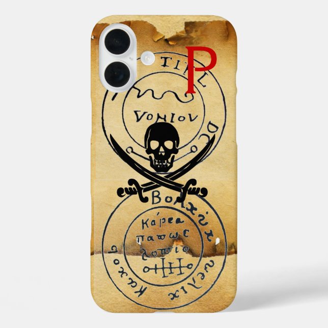 ANTIQUE  PIRATES TREASURE MAP ,SKULL AND SWORDS Case-Mate iPhone CASE (Back)