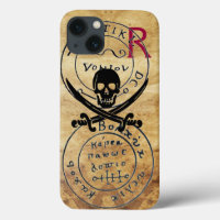 ANTIQUE PIRATES TREASURE MAP ,SKULL AND SWORDS