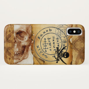 ANTIQUE  PIRATES TREASURE MAP ,SKULL AND SWORDS iPhone X CASE