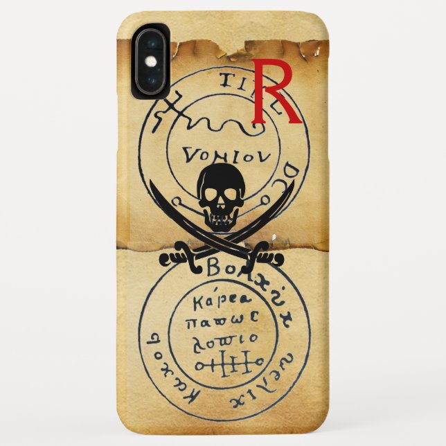 ANTIQUE  PIRATES TREASURE MAP ,SKULL AND SWORDS Case-Mate iPhone CASE (Back)