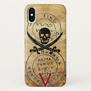 ANTIQUE  PIRATES TREASURE MAP ,SKULL AND SWORDS iPhone X CASE
