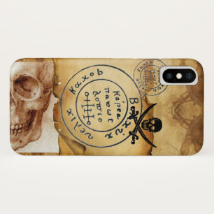 ANTIQUE  PIRATES TREASURE MAP ,SKULL AND SWORDS iPhone X CASE