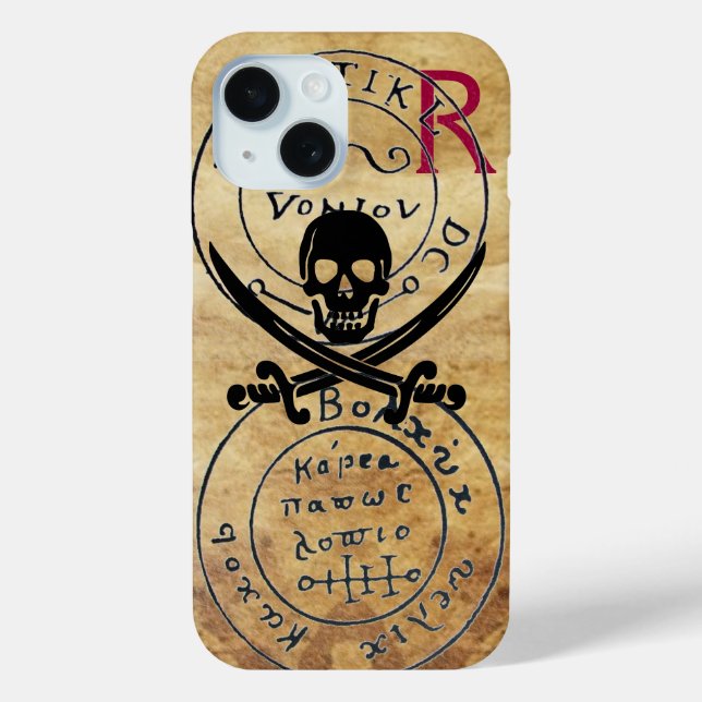 ANTIQUE  PIRATES TREASURE MAP ,SKULL AND SWORDS Case-Mate iPhone CASE (Back)