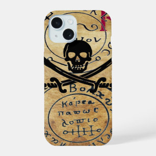ANTIQUE PIRATES TREASURE MAP ,SKULL AND SWORDS iPhone 15 CASE