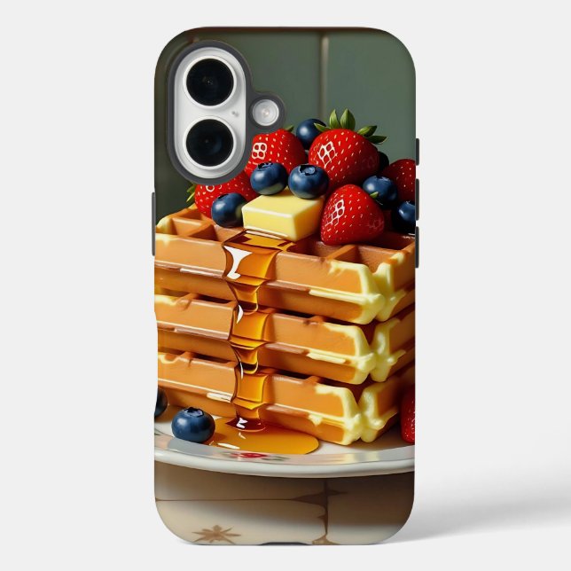 Antique Plate of Waffles with Strawberries  Case-Mate iPhone Case (Back)