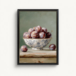 Antique Plum Fruit Bowl Poster