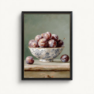 Antique Plum Fruit Bowl Poster