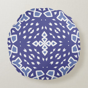 Antique portuguese azulejo ceramic. Original desig Round Cushion