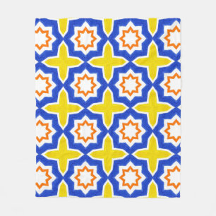 Antique portuguese tiles. Blue and yellow Azulejos Fleece Blanket