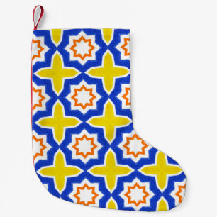 Antique portuguese tiles. Blue and yellow Azulejos Small Christmas Stocking