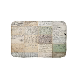 Antique Postcards French Vintage Background Bath Mat
