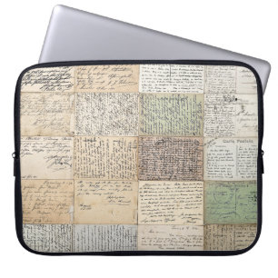 Antique Postcards French Vintage Background Laptop Sleeve