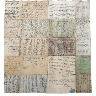 Antique Postcards French Vintage Background Shower Curtain