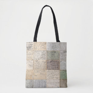 Antique Postcards French Vintage Background Tote Bag