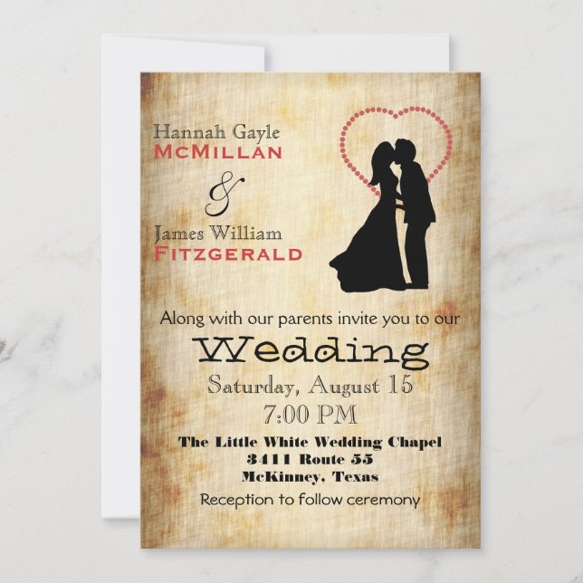 Antique Poster Look Custom Wedding Invitation (Front)
