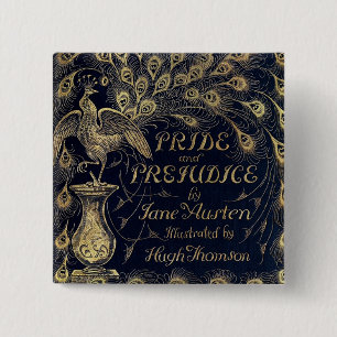 Antique Pride and Prejudice Peacock Edition Cover 15 Cm Square Badge