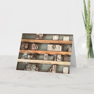 antique printing block stamps holiday card