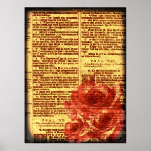 Antique Psalms & Roses Print
