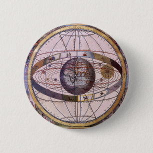 Antique Ptolemaic Solar System, Andreas Cellarius 6 Cm Round Badge