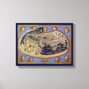 Antique Ptolemaic World Map, Johannes of Arnsheim Canvas Print