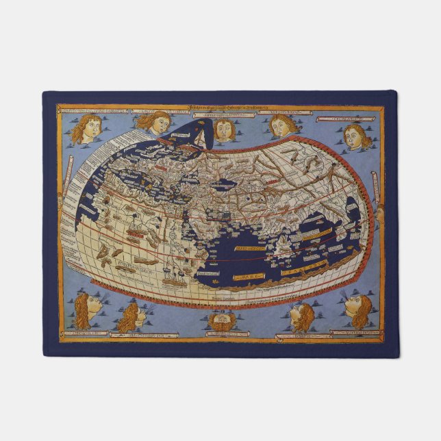 Antique Ptolemaic World Map, Johannes of Arnsheim Doormat (Front)