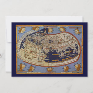Antique Ptolemaic World Map, Johannes of Arnsheim Invitation
