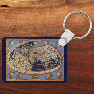 Antique Ptolemaic World Map, Johannes of Arnsheim Key Ring