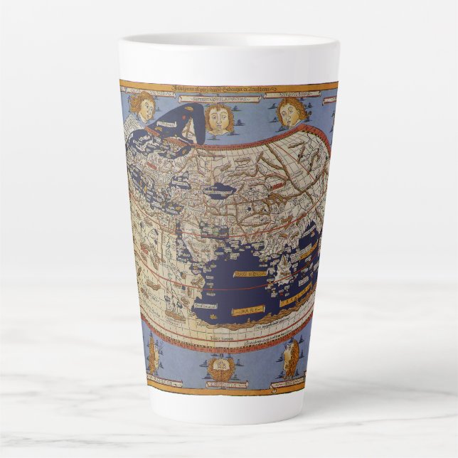 Antique Ptolemaic World Map, Johannes of Arnsheim Latte Mug (Front)