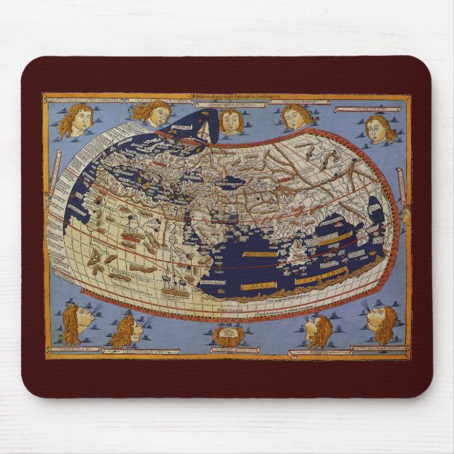 Antique Ptolemaic World Map, Johannes of Arnsheim Mouse Mat (Front)