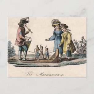 Antique Puppet Children Show Dance Postcard