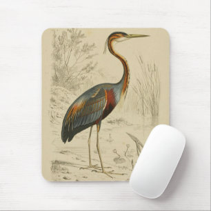 Antique Purple Heron Travies Edouard Print Mouse Mat