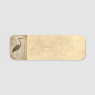 Antique Purple Heron Travies Edouard Print Name Tag
