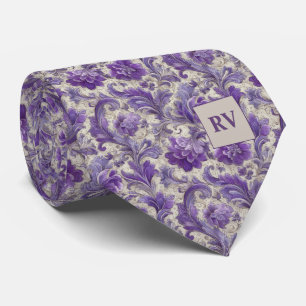 Antique Purple Lilac Floral Baroque Tie