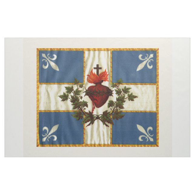Antique Quebec Flag Sacred Heart Carillon Fabric (Yard)