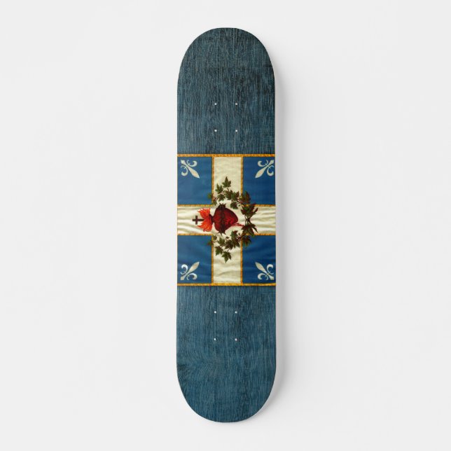 Antique Quebec Flag Sacred Heart Carillon Skateboard (Front)